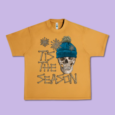 Skull Tis The Season Winter Urban Heavy Tee Designed By Fadigitalartstudio