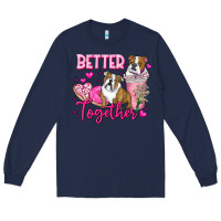 Navy Be Mine Valentine Dog Long Sleeve Tee - CowhideDigitalArt