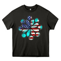 Asphalt American flag turquoise gemstone 4th of july Heavy Core Tee - CowGirlArtShop