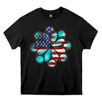 Black American flag turquoise gemstone 4th of july Heavy Core Tee - CowGirlArtShop