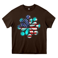 Chocolate Brown American flag turquoise gemstone 4th of july Heavy Core Tee - CowGirlArtShop