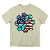 American Flag Turquoise Gemstone 4th Of July Heavy Core Tee | Teevron