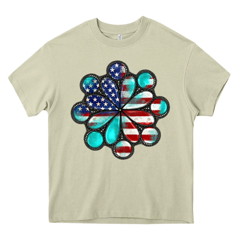American Flag Turquoise Gemstone 4th Of July Heavy Core Tee by CowGirlArtShop | Teevron