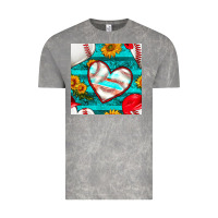 Cloud Rock baseball hearts and sunflowers with turquoise gemstone seamless patter Vintage Tee - BundleAndBundleShop