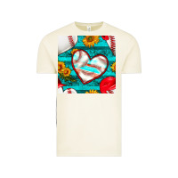 Vintage Arctic baseball hearts and sunflowers with turquoise gemstone seamless patter Vintage Tee - BundleAndBundleShop