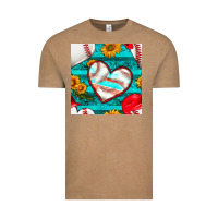 Baseball Hearts And Sunflowers With Turquoise Gemstone Seamless Patter Vintage Tee | Teevron