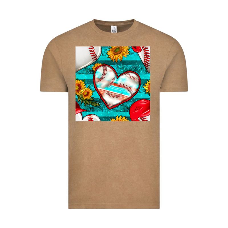 Baseball Hearts And Sunflowers With Turquoise Gemstone Seamless Patter Vintage Tee by BundleAndBundleShop | Teevron