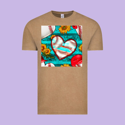 Baseball Hearts And Sunflowers With Turquoise Gemstone Seamless Patter Vintage Tee Designed By Bundleandbundleshop