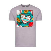 Vintage Zinc baseball hearts and sunflowers with turquoise gemstone seamless patter Vintage Tee - BundleAndBundleShop