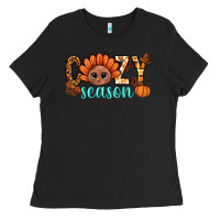 Black turkey cozy season thanksgiving bbs Ladies Tee - BundleAndBundleShop