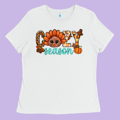 Turkey Cozy Season Thanksgiving Bbs Ladies Tee Designed By Bundleandbundleshop