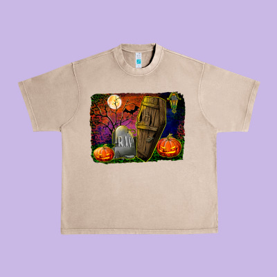 Headstone And Coffin Background Urban Heavy Tee Designed By Bundleandbundleshop