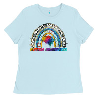 Baby Blue Autism Awareness rainbow Ladies Tee - FaDigitalArtStudio