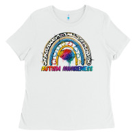 White Autism Awareness rainbow Ladies Tee - FaDigitalArtStudio