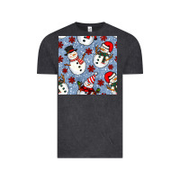 Vintage Black christmas snowman seamless pattern Vintage Tee - BundleAndBundleShop