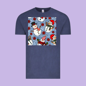 Christmas Snowman Seamless Pattern Vintage Tee Designed By Bundleandbundleshop