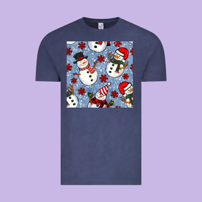Christmas Snowman Seamless Pattern Vintage Tee Designed By Bundleandbundleshop