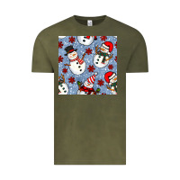 Vintage Olive christmas snowman seamless pattern Vintage Tee - BundleAndBundleShop