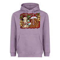 Christmas Heifer And Highland Cow With Serape Background Heavyweight Hoodie | Teevron