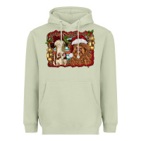 Matcha christmas heifer and highland cow with serape background Heavyweight Hoodie - RanaPortraitStore