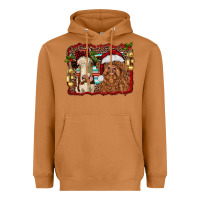 Meerkat christmas heifer and highland cow with serape background Heavyweight Hoodie - RanaPortraitStore