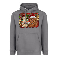 Storm christmas heifer and highland cow with serape background Heavyweight Hoodie - RanaPortraitStore