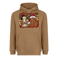 Toasted Coconut christmas heifer and highland cow with serape background Heavyweight Hoodie - RanaPortraitStore