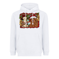 White christmas heifer and highland cow with serape background Heavyweight Hoodie - RanaPortraitStore