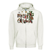 Oatmeal Heather merry christmas Zipper Hoodie - JahusDesignShop
