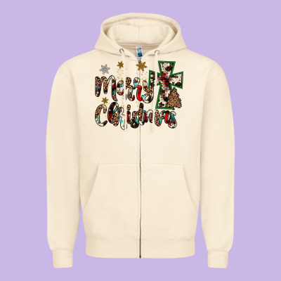 Merry Christmas Zipper Hoodie Designed By Jahusdesignshop