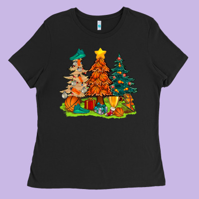 Christmas Basketball Trees Bbs Ladies Tee Designed By Bundleandbundleshop