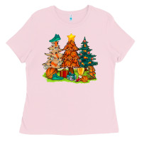 Bubblegum Pink christmas basketball trees bbs Ladies Tee - BundleAndBundleShop