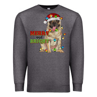 Charcoal Heather merry and bright pug Premium Sweatshirt - RanaPortraitStore