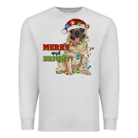 Dove Grey merry and bright pug Premium Sweatshirt - RanaPortraitStore