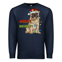 Navy merry and bright pug Premium Sweatshirt - RanaPortraitStore