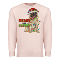 Pale Pink merry and bright pug Premium Sweatshirt - RanaPortraitStore
