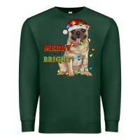 Sports Green merry and bright pug Premium Sweatshirt - RanaPortraitStore