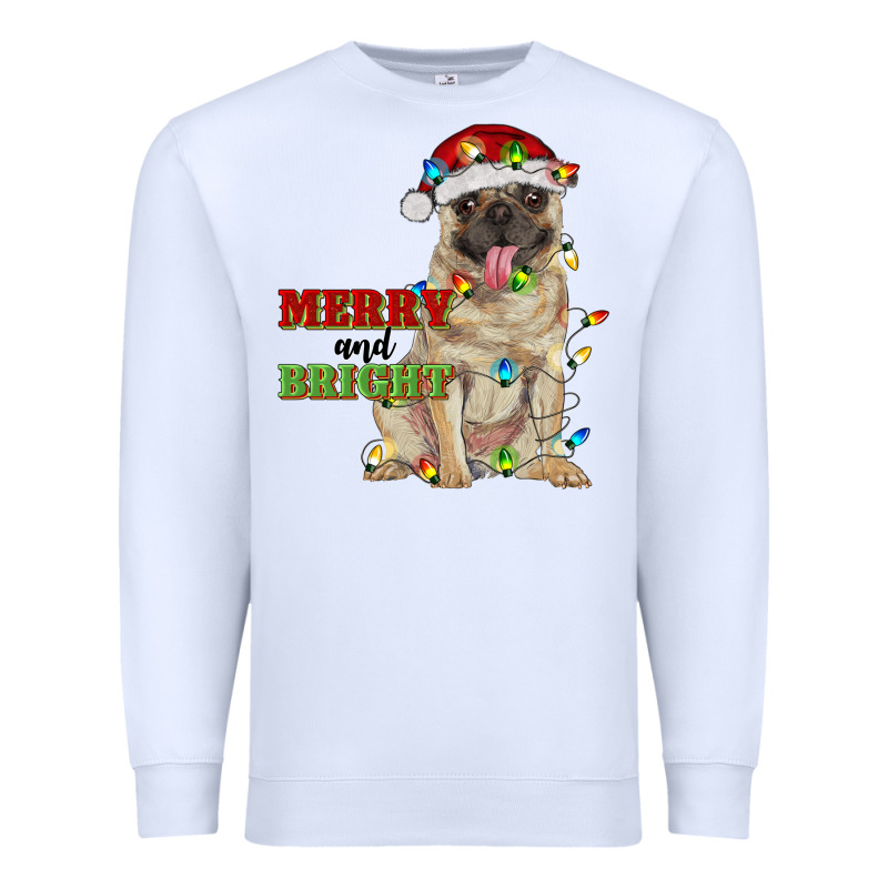 Merry And Bright Pug Premium Sweatshirt by RanaPortraitStore | Teevron