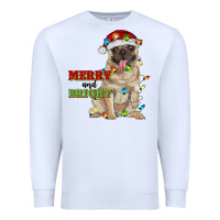 White merry and bright pug Premium Sweatshirt - RanaPortraitStore