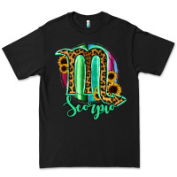 Black Scorpio Zodiac Sign Sunflower Leopard Serape Premium Tee - RanaPortraitStore