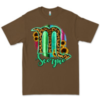 Cacao Scorpio Zodiac Sign Sunflower Leopard Serape Premium Tee - RanaPortraitStore