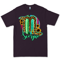 Plum Scorpio Zodiac Sign Sunflower Leopard Serape Premium Tee - RanaPortraitStore