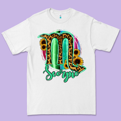 Scorpio Zodiac Sign Sunflower Leopard Serape Premium Tee Designed By Ranaportraitstore