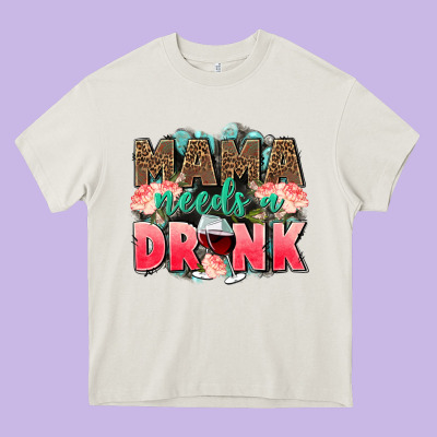 Mama Needs A Drink Mothers Day Heavy Core Tee Designed By Cowgirlartshop
