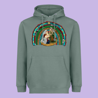 Holy Family Rainbow Heavyweight Hoodie Designed By Ranaportraitstore