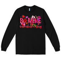 Black Be Mine Valentines Day Long Sleeve Tee - CowhideDigitalArt