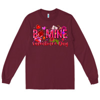 Burgundy Be Mine Valentines Day Long Sleeve Tee - CowhideDigitalArt