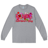 Heather Grey Be Mine Valentines Day Long Sleeve Tee - CowhideDigitalArt