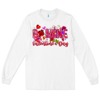 White Be Mine Valentines Day Long Sleeve Tee - CowhideDigitalArt