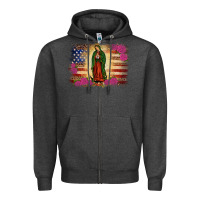 Charcoal Heather america our lady of guadalupe Zipper Hoodie - JahusDesignShop